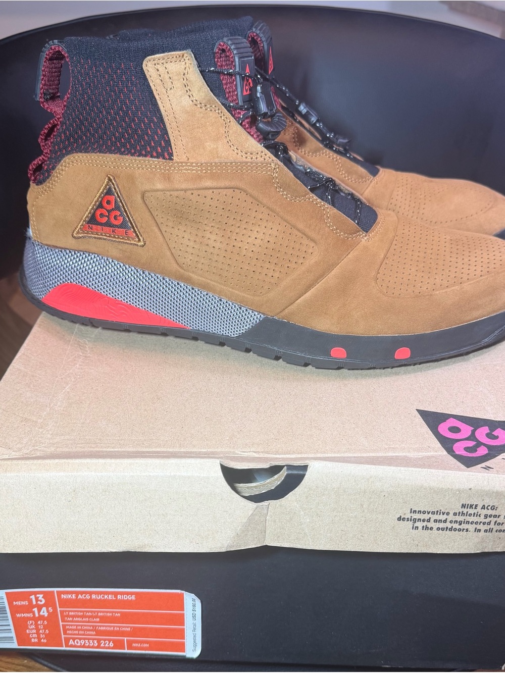 NIKE ACG RUCKEL RIDGE LT BRITISH TAN SZ 13 MENS/WOMENS SZ 14.5 [AQ9333-226] Box
